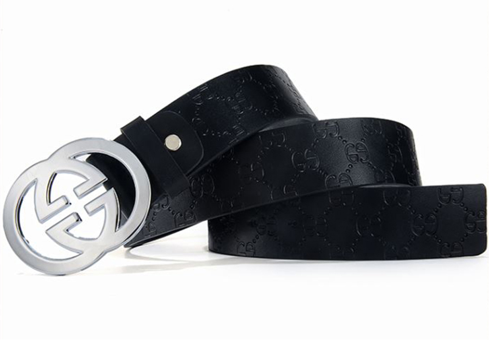 Black Gucci GG Silver Buckle Belt for Men zavael.com